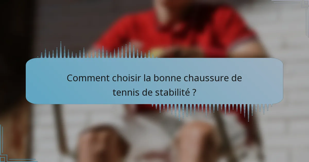 Comment choisir la bonne chaussure de tennis de stabilité ?