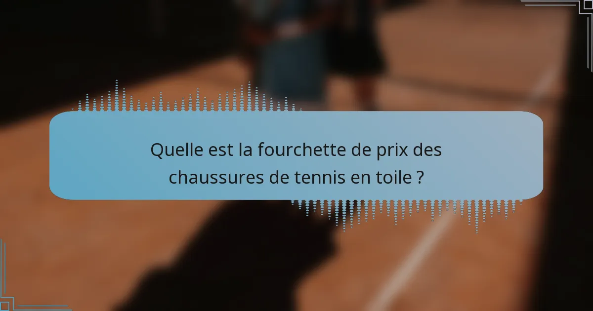 Quelle est la fourchette de prix des chaussures de tennis en toile ?
