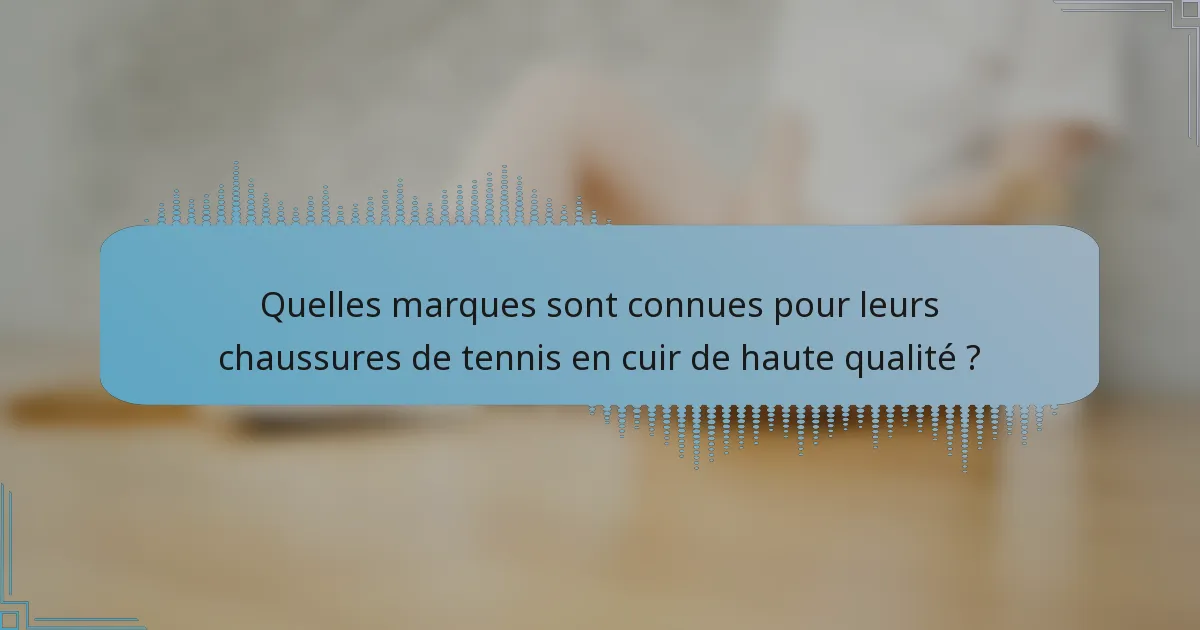Quelles marques sont connues pour leurs chaussures de tennis en cuir de haute qualité ?