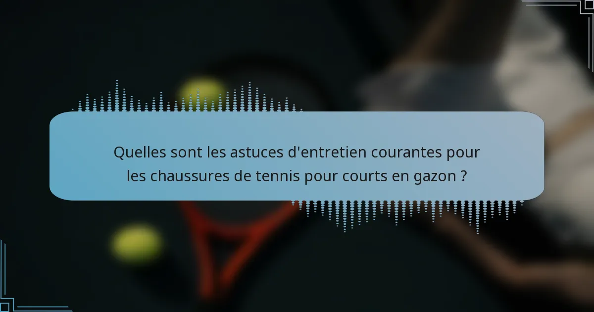 Quelles sont les astuces d'entretien courantes pour les chaussures de tennis pour courts en gazon ?